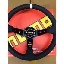 Universal 350MM Racing Drift MOMO Steering Wheel Car Real Leather JDM Steering Wheel Volantes For VW HONDA TOYOTA BMW Volvo
