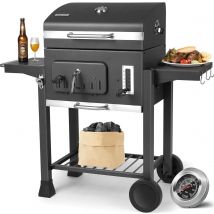 Carrello per barbecue Griglie a carbone XXL con coperchio Griglia da giardino con ruote