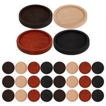 40pcs Dollhouse Miniature Serving Trays Vintage Round Decorative Trays Wooden Tray For Jewelry Display And DIY Crafts Home Decor