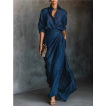 Elegant Party Clothing For Woman Fashion Solid Color Lapel Single-row Buckle Tops Skirt Two-piece Set Spring Autumn Lady Outfit