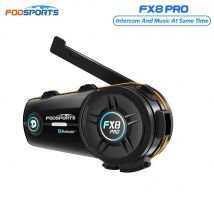 Fodsports FX8 Pro Interfono per moto Auricolare per casco Bluetooth Interfono BT, 10 ciclisti 2000M