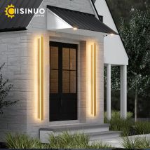 IP65 Lampada da parete per esterni impermeabile Lampada da giardino lineare lunga Sensore di movimento Apparecchi di illuminazione per portico a LED 110v 240v Applique per villa