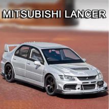 1:32 Sportwagen Mitsubishi Lancer Evolution Modell Spielzeug Metalldruckguss Supercar Zurückziehen 6 Türen Geöffnet Sound Licht Jungen präsentiert