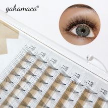 GAHAMACA 0,07 mm vorgefertigte Volumenfächer, kurze Stiele, russische Wimpernverlängerungen, 2D/3D/4D/5D/6D, schmale Basis, breite Fächer, künstliche Nerzwimpern