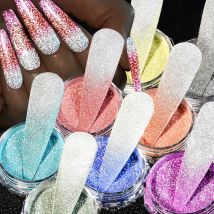 1 Stück thermo chromes Nail Art Pulver reflektieren des Crushed Diamond Pulver Shinny Farbwechsel ultra dünner Maniküre chrom Pigments taub