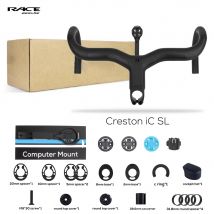 RACE Creston IC SL Carbon-Lenker mit interner Kabelführung für Rennräder, Di2, matt schwarz, integriertes Cockpit mit Halterung, -6 °
