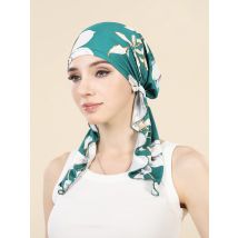 Muslim Fashion Print Hijab Turban Hats Long Tail Head Wraps Elastic Hijab Hats Breathable Chemo Cap For Women Girls