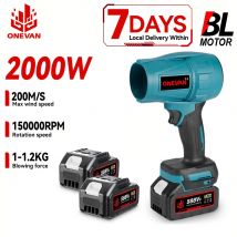 ONEVAN 200M/S Bezszczotkowy Elektryczny Turbodoładowany Dmuchawa 2000W Akumulatorowa Dmuchawa Strumieniowa do Śniegu, Liści, Kurzu, Narzędzie do Dmuchania Powietrza na Akumulator Makita