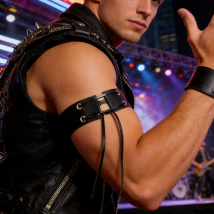 Herren-Armband aus Kunstleder mit Schnürung, Gothic-Leder-Armband, Rock-Armband für Herren, Lederarmband, schwarzer handgefertigter Schmuck