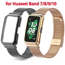 Metallarmband + Hülle für Huawei Band 9/10 Armband-Schutzhülle, Armband für Huawei Band 10 8 7 6, Armband-Schutzhülle