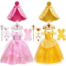 Elegante Costume da Principessa Aurora Belle della Bella Addormentata per Bambine, Travestimento da Fata per Halloween, Feste in Maschera e Compleanni