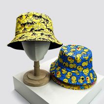 Drucken gelbe Ente Eimer Hüte Sonnenschirm doppelseitig tragbare neue Unisex Mode lässig Fischer Kappen niedlich vielseitige Cartoon Ins
