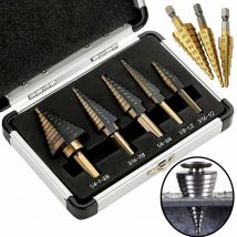 5 Stück HSS Kobalt-Stufenkegelbohrer, mehrere Löcher, 50 Größen, Stufenbohrer-Set, Werkzeuge, Aluminiumgehäuse, Metallbohrwerkzeug für Metall, Holz
