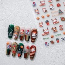 5D neuer handwerklicher Nagelaufkleber, hochwertiger süßer Klebeaufkleber, dreidimensionales Design, Weihnachts-Hirsch-Nagelkunst-Dekorationsaufkleber