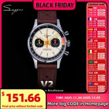 Reloj Sugess para hombre, cronógrafo, relojes de pulsera mecánicos Tianjin ST19, movimiento de cuello de cisne, reloj piloto para hombre, cristal de zafiro, regalo V2