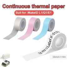 16mm * 4m Etikettenband für MakeID L1 Bluetooth Thermoetikettendrucker L1-A Pocket Maker Tintenloser Druck DIY Aufkleber für Home Office