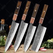 Wxcoo High Carbon Knochen messer Damaskus Stahl Fleisch beil Küchenchef Messer Set Obstbrot Santoku Messer Grill Kochute nsilien