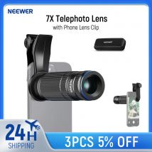 NEEWER 7X Teleobjektiv mit Objektivclip für iPhone Samsung Vergrößerung Telefonobjektiv für 17mm Gewinde Telefonkäfig/Telefonhülle
