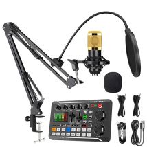 1set Live-Streaming Soundkarte Boxed Aufnahme Studio mit klarem Klang und mehreren Modi Mikrofonständer Verschönerung Stimme