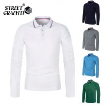 Männer Frühling Herbst lässig solide atmungsaktive reine Baumwolle Polos hirt heiße Mode männliche Geschäft hochwertige Langarm T-Shirt