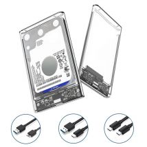 Custodia per disco rigido da 2,5 pollici USB 3.0/Tipo C a SATA III Custodia per disco rigido esterno trasparente per supporto HDD SATA SSD da 2,5 pollici UASP