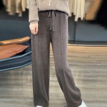 Neue Frauen Herbst Winter Breite Bein Hosen 100% Merino Wolle Hohe Taille Hose Hohe Qualität Weiche Casual Gerade Bein hosen Beliebt