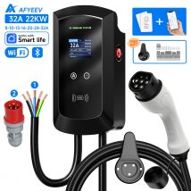 AFYEEV 32A Stacja ładująca EV 22KW 3-fazowa ładowarka samochodowa do pojazdów elektrycznych 11KW Type2 IEC62196-2 EVSE Wallbox APP Control 5m Kabel