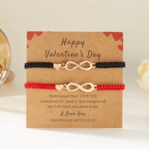 Romantische Unendliche Liebe 8, Unendlichkeits-Charm-Paar-Armbänder für Damen und Herren, glückliches rotes Seil, handgefertigte Armbänder, Freundschaftsschmuck, Geschenk