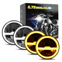 HAOLIDE 5.75inch Led Motorcycle Headlight H4 6000k 3500k Yellow Angle Eye DRL Hi/Lo Beam LED Light for Sportster 883 off-road us