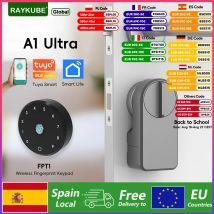 RAYKUBE A1 Untra Tuya BLE Serratura elettronica intelligente con serratura con tastiera per impronte digitali FPT1 Installazione senza punzonatura dalla Spagna