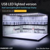 1/24 1/18 1/64 1/32 Auto Garage Diorama Modell Diecast Montieren LED Beleuchtung Auto Parkplatz Hintergrund Display Szene Modell Spielzeug