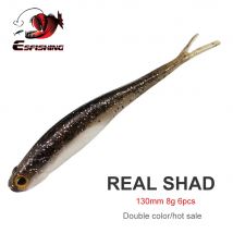 ESFISHING Real Shad 130mm Pesca sztuczny silikon miękka przynęta widelec ogon wtrysk soli Minnow