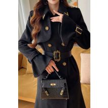 Dabuwawa Cappotto lungo in lana double face Donna Spallina Giacca doppiopetto Capispalla elegante Y2K DA1DCO018