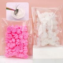 100 stücke Individuelle Wimpern Kleber Halter Pfropfen Falsche Wimpern weiß rosa Blüte Tasse Ring Wimpern Verlängerung Kleber Ständer werkzeug