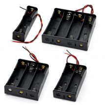 1 2 3 4 Slot 18650 Battery Storage Box Case Plastic DIY Batteries Clip Holder Container with Wire Lead Black for 18650 3.7V Batt