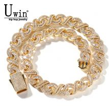 Uwin 15mm Kreuz Cuban Link Kette Micro Einstellung Platz Zirkonia Halsketten Für Womans Mann Mode Hip Hop Schmuck geschenke
