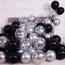30 Stück Silber Schwarz Konfetti Latex Ballons Alles Gute zum Geburtstag Party Dekorationen Erwachsene Kinder Junge Mädchen Babyparty Hochzeitszubehör