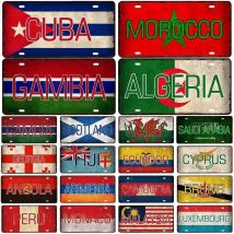 Monaco Cuba Saudi Arabia Angola National Flag Poster Plate Metal Sign Poster Plaque Decor Bar Pub Club Home Wall Decoration