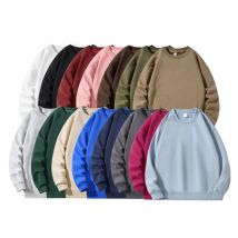 Nueva tela pesada hombres/mujeres estilo Simple sudaderas moda Color sólido cuello redondo sudaderas con capucha sueltas otoño Casual pulóver Tops