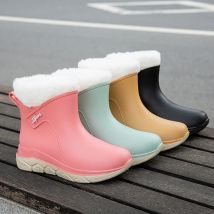 Wasserdichter Plüsch-Chelsea-Bootie-Chelsea-Stiefel für Damen, rutschfeste, leichte Regenstiefel, Samt, warme Wasserschuhe, Knöchel-Regenstiefel