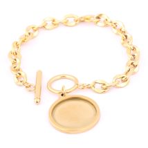2 pezzi braccialetti a catena in acciaio inossidabile base spazi vuoti placcati in oro misura 20mm braccialetto cabochon impostazione lunetta vassoi risultati gioielli fai da te