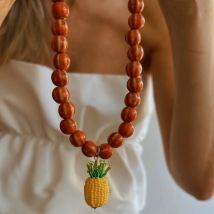 Hochtemperatur-Keramik-Kürbisperle, handgefertigte Perlen, modische Halskette, simulierter Obst-Ananas-Anhänger, Pullover-Kette