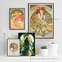1pc Maria Mucha vergessen es Poster selbst klebende Kunst wasserdichten Papier Aufkleber Kaffeehaus Bar Zimmer Wand dekoration