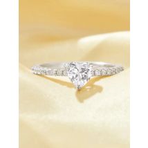 Dainty Heart Simulated Diamond Ring With 6MM Heart White Cubic Zirconia,Solid 925 Sterling Silver Ring,CZ Stone Ring 6270045