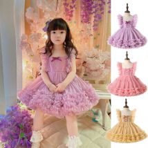 Spanisch neue Baby Lolita Prinzessin Ballkleid ärmellose Mesh Design Kinder Geburtstag Taufe Party Eid Tutu Kleid für Mädchen