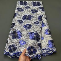 2025High Quality African Nigerian Lace Fabric Embroidery Tulle Pure Wedding Party Dress Guipure SequinsFor Net Cloth 5yards