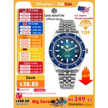 San Martin 40mm Męski Luksusowy Zegarek Nurkowy Miyota 9015 Emaliowana Tarcza Sunburst Automatyczny Mechaniczny Zegarek na Rękę Wodoodporny 200m SN0148