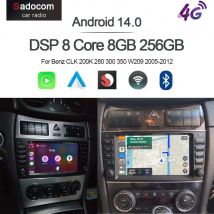 720P Carplay 8 "Android 14,0 8G + 256G reproductor de DVD para coche Autoradio navegación GPS para Benz CLK 200K 280 300 350 W209 2005-2012 Radio