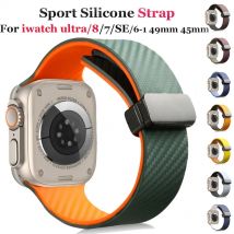 Kohle faser Silikon armband für Apple Uhren armband 45mm 44mm 49mm 41mm 42mm 40mm 38 Magnet armband für iwatch 8 7 6 se 5 4 3