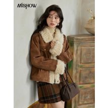 MISHOW Lederpelzjacke Damen Lammwolle 2024 Winter Damen Mantel Mode Weiche Baumwolle Clip Verdickte Gespleißte Jacke MXD56W0538